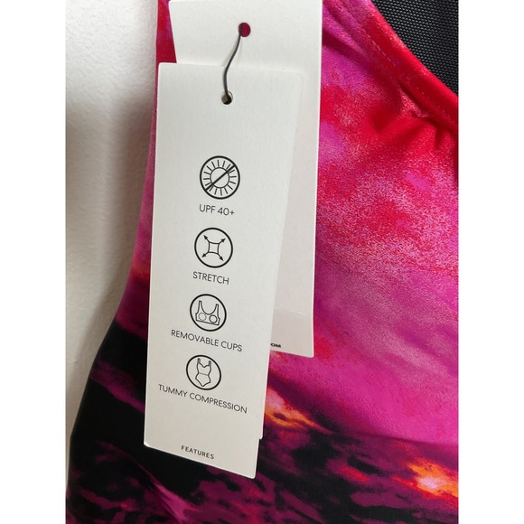 DKNY Swimsuit Tie‎ Halter One Piece Tummy Control UPF 40+ MEDIUM NWT - Picture 6 of 11